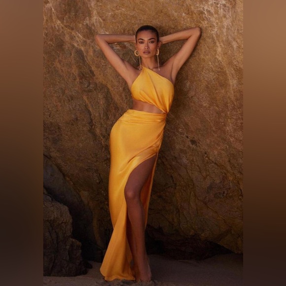 NWT The Sei Silk Cut-Out Gown in Yolk Size 10 - Picture 5 of 7